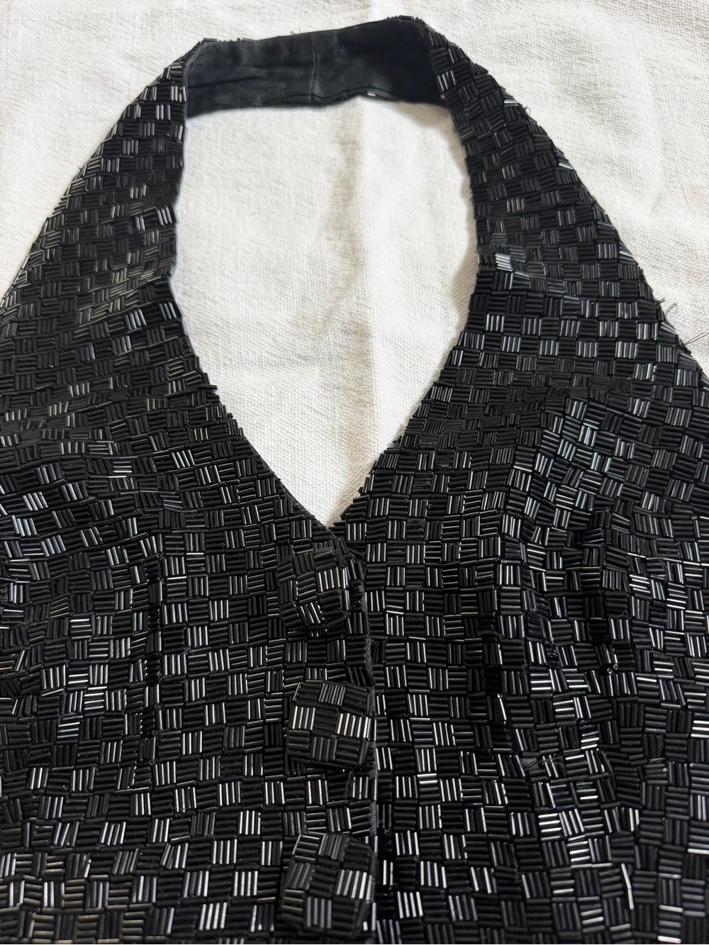 Carmen Marc Valvo Black Textured Halter Vest - Picture 2 of 5